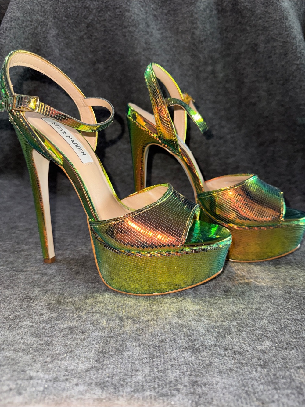 Steve Madden Iridescent Mermaid Metallic Green Platform Heels
